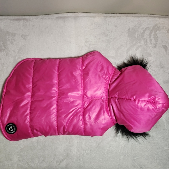 Justice Pet Puffer Jacket Pink with Hood Reversible Dog Coat Size Small NWT - Picture 2 of 10